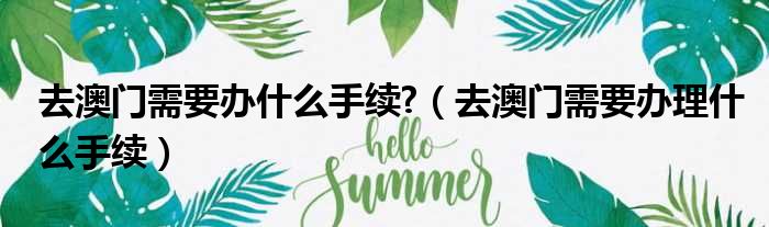 去澳门需要办什么手续  去澳门需要办理什么手续