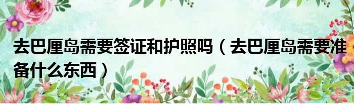 去巴厘岛需要签证和护照吗 去巴厘岛需要准备什么东西