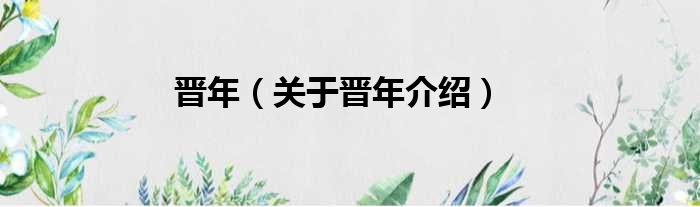 晋年 关于晋年介绍