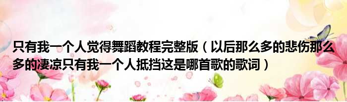 只有我一个人觉得舞蹈教程完整版 以后那么多的悲伤那么多的凄凉只有我一个人抵挡这是哪首歌的歌词