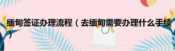 缅甸签证办理流程 去缅甸需要办理什么手续