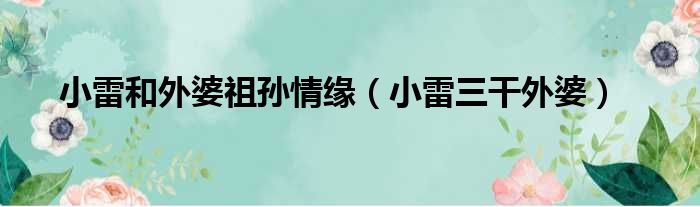 小雷和外婆祖孙情缘 小雷三干外婆