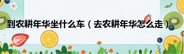 到农耕年华坐什么车 去农耕年华怎么走