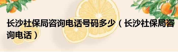 长沙社保局咨询电话号码多少 长沙社保局咨询电话
