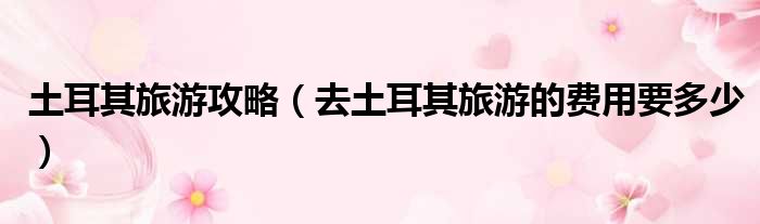 土耳其旅游攻略 去土耳其旅游的费用要多少