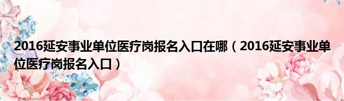2016延安事业单位医疗岗报名入口在哪 2016延安事业单位医疗岗报名入口