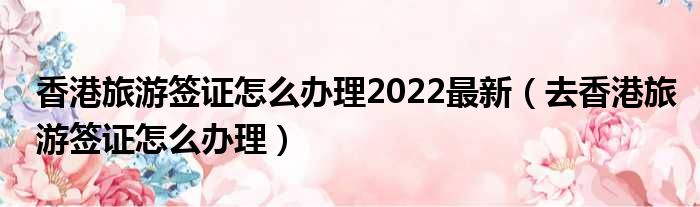 香港旅游签证怎么办理2022最新 去香港旅游签证怎么办理