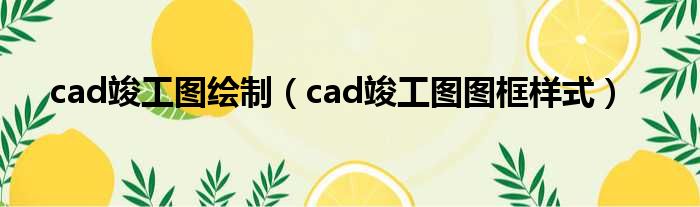 cad竣工图绘制 cad竣工图图框样式