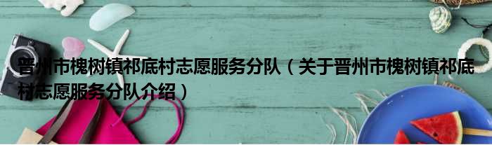 晋州市槐树镇祁底村志愿服务分队 关于晋州市槐树镇祁底村志愿服务分队介绍