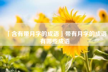  含有带月字的成语带有月字的成语有哪些成语