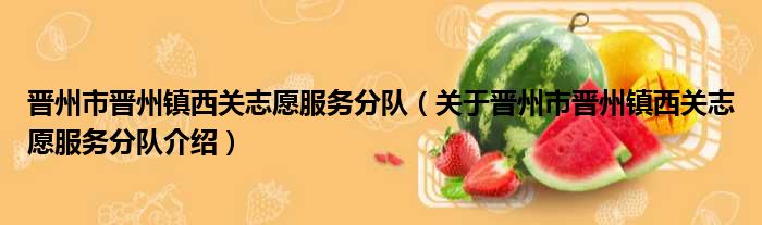 晋州市晋州镇西关志愿服务分队 关于晋州市晋州镇西关志愿服务分队介绍