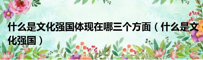 什么是文化强国体现在哪三个方面 什么是文化强国