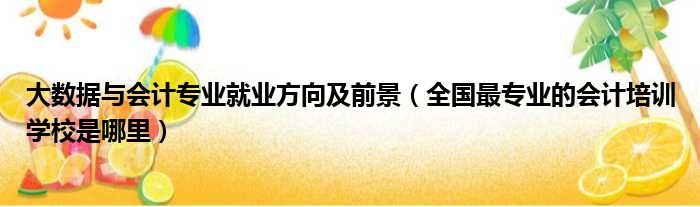 大数据与会计专业就业方向及前景 全国最专业的会计培训学校是哪里