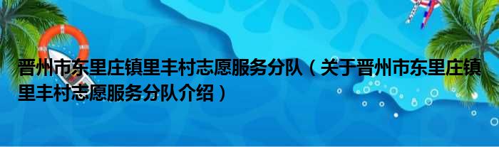 晋州市东里庄镇里丰村志愿服务分队 关于晋州市东里庄镇里丰村志愿服务分队介绍
