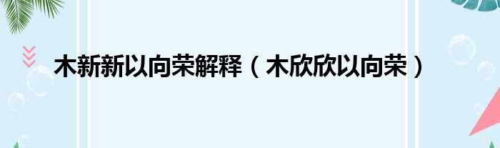 木新新以向荣解释 木欣欣以向荣