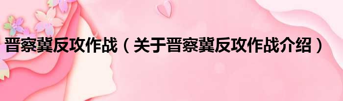 晋察冀反攻作战 关于晋察冀反攻作战介绍