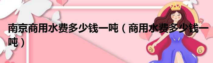 南京商用水费多少钱一吨 商用水费多少钱一吨