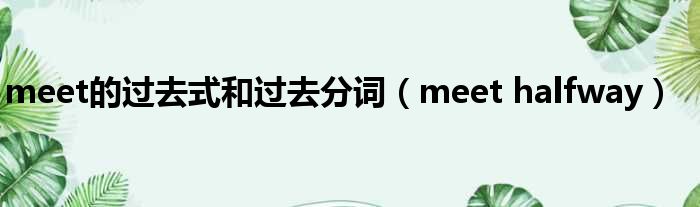 meet的过去式和过去分词 meet halfway