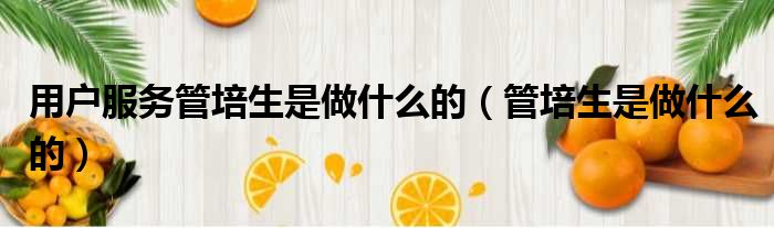 用户服务管培生是做什么的 管培生是做什么的