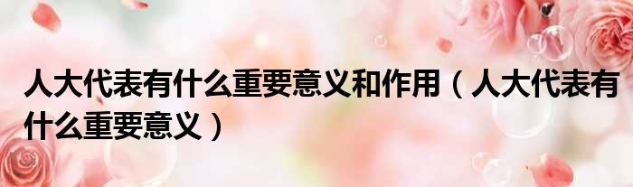 人大代表有什么重要意义和作用 人大代表有什么重要意义