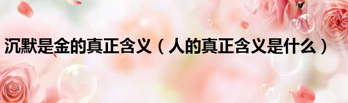 沉默是金的真正含义 人的真正含义是什么