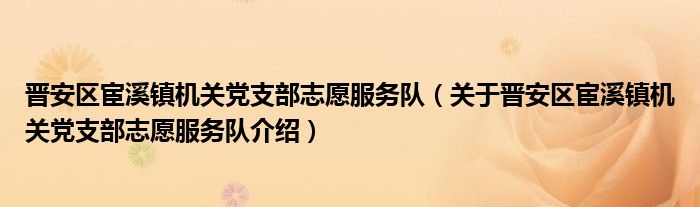 晋安区宦溪镇机关党支部志愿服务队 关于晋安区宦溪镇机关党支部志愿服务队介绍
