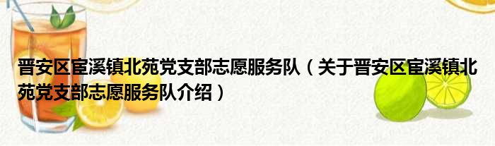 晋安区宦溪镇北苑党支部志愿服务队 关于晋安区宦溪镇北苑党支部志愿服务队介绍
