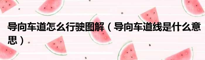 导向车道怎么行驶图解 导向车道线是什么意思