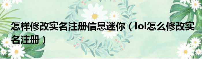 怎样修改实名注册信息迷你 lol怎么修改实名注册