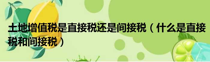 土地增值税是直接税还是间接税 什么是直接税和间接税