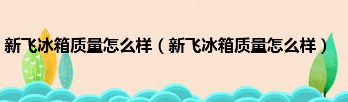 新飞冰箱质量怎么样 新飞冰箱质量怎么样