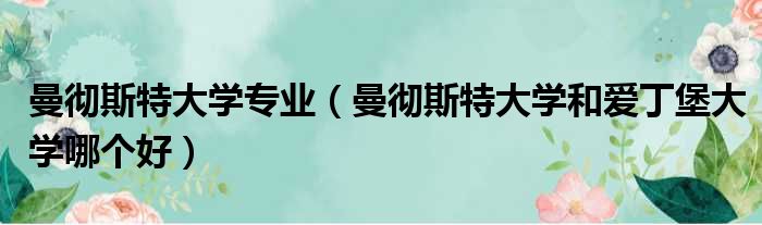 曼彻斯特大学专业 曼彻斯特大学和爱丁堡大学哪个好