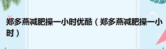 郑多燕减肥操一小时优酷 郑多燕减肥操一小时