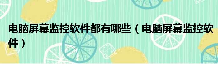 电脑屏幕监控软件都有哪些 电脑屏幕监控软件