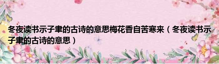 冬夜读书示子聿的古诗的意思梅花香自苦寒来 冬夜读书示子聿的古诗的意思