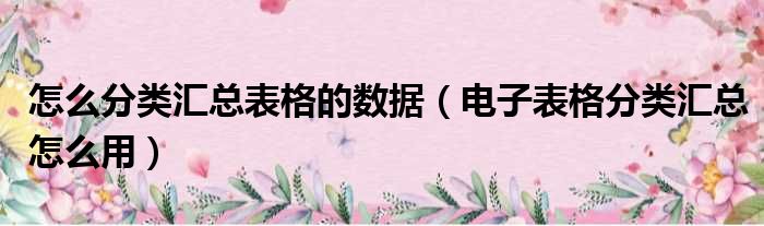 怎么分类汇总表格的数据 电子表格分类汇总怎么用