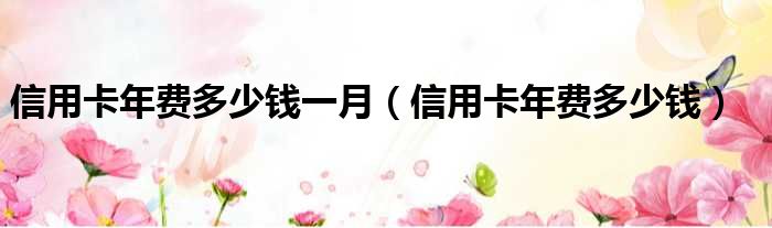 信用卡年费多少钱一月 信用卡年费多少钱