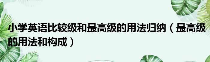 小学英语比较级和最高级的用法归纳 最高级的用法和构成