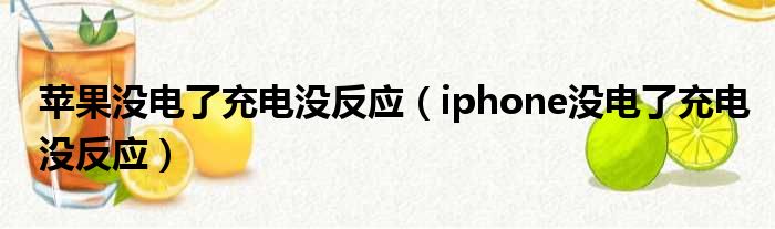 苹果没电了充电没反应 iphone没电了充电没反应