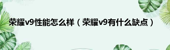 荣耀v9性能怎么样 荣耀v9有什么缺点