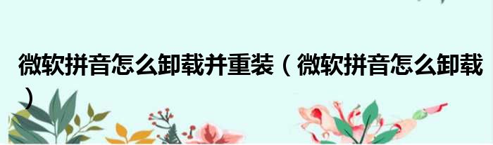 微软拼音怎么卸载并重装 微软拼音怎么卸载