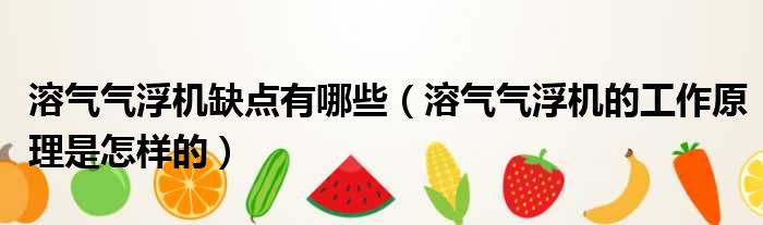 溶气气浮机缺点有哪些 溶气气浮机的工作原理是怎样的