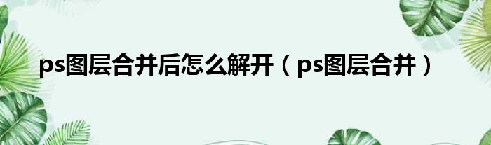 ps图层合并后怎么解开 ps图层合并