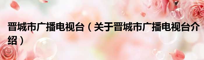 晋城市广播电视台 关于晋城市广播电视台介绍