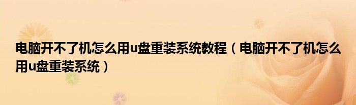 电脑开不了机怎么用u盘重装系统教程 电脑开不了机怎么用u盘重装系统