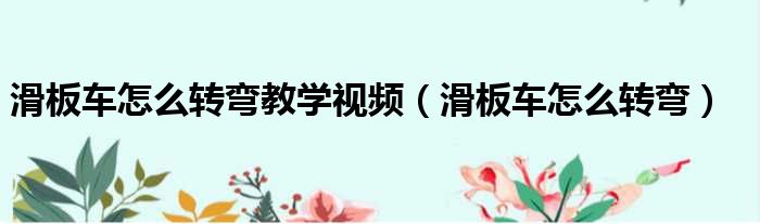 滑板车怎么转弯教学视频 滑板车怎么转弯