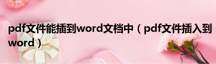 pdf文件能插到word文档中 pdf文件插入到word