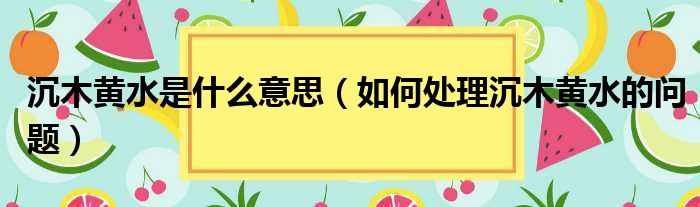 沉木黄水是什么意思 如何处理沉木黄水的问题