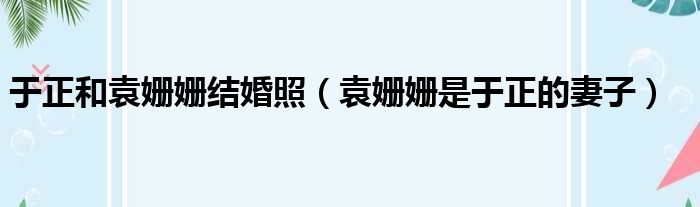 于正和袁姗姗结婚照 袁姗姗是于正的妻子