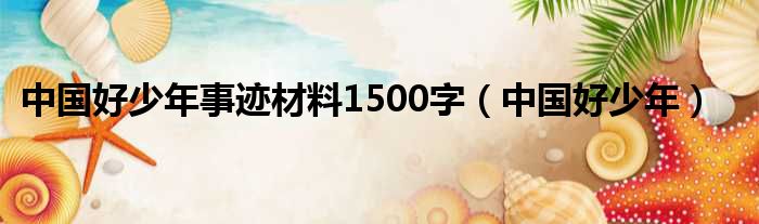 中国好少年事迹材料1500字 中国好少年